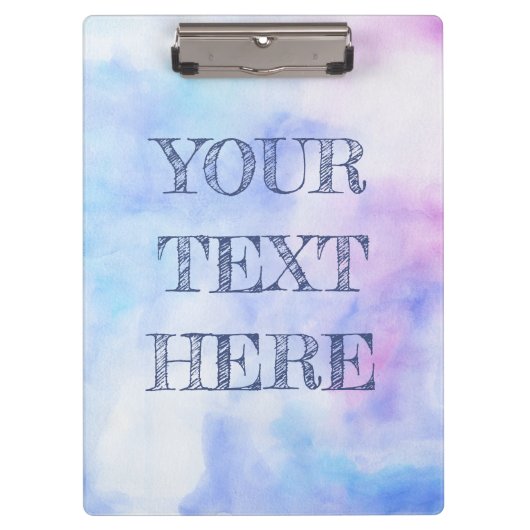 カスタムな引用文の青い及びピンクの水彩画のブレンド クリップボード (正面)