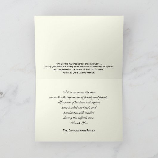 カスタムな悔やみや弔慰のサンキューカード-黒 サンキューカード (内部)