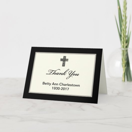 カスタムな悔やみや弔慰のサンキューカード-黒 サンキューカード (正面)