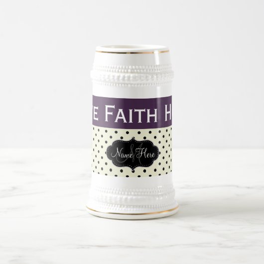 カスタムな愛信頼の希望のAcaiのバイオレットの水玉模様 ビールジョッキ (中央)