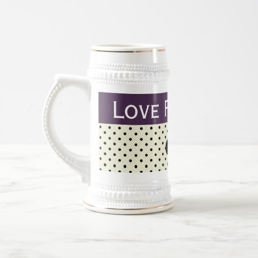 カスタムな愛信頼の希望のAcaiのバイオレットの水玉模様 ビールジョッキ (左)