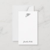 カスタムな手の原稿の名前のモノグラムのシンプル ノートカード (正面)