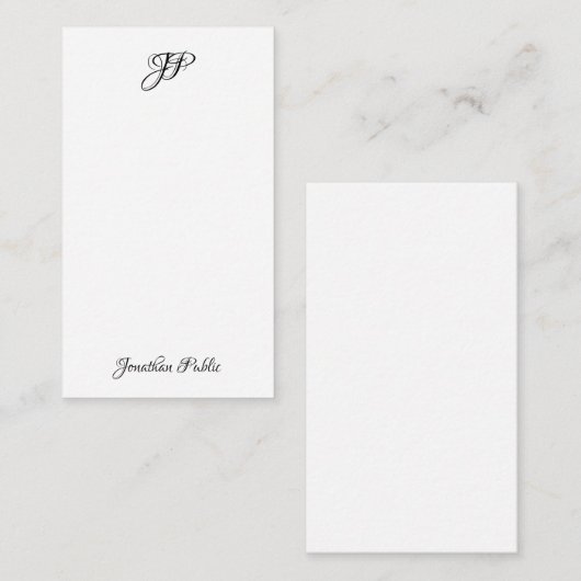 カスタムな手の原稿の名前のモノグラムのシンプル ノートカード (正面/裏面)