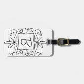 カスタムな手描きのモノグラム旅行lugaggeのラベル ラゲッジタグ (正面横)