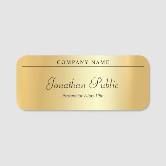 カスタムな手書きの原稿のエレガントな魅力の金ゴールド 名札 (正面)