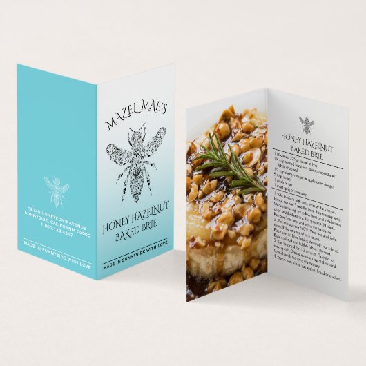 カスタムな手製の蜂蜜のヘイゼルナッツの焼いたなブリーレシピ 名刺 (内部&外部)