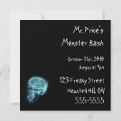 カスタムな招待-青いネオン側面図のX線のスカル 招待状 (裏面)