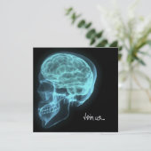 カスタムな招待-青いネオン側面図のX線のスカル 招待状 (スタンド正面)