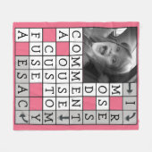 カスタムな文字および写真が付いているパーソナライズなクロスワードパズル フリースブランケット (正面(横))