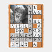 カスタムな文字および写真が付いているパーソナライズなクロスワードパズル フリースブランケット (正面)