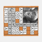 カスタムな文字および写真が付いているパーソナライズなクロスワードパズル フリースブランケット (正面(横))