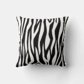 カスタムな文字が付いている黒いシマウマのプリント クッション (裏面)