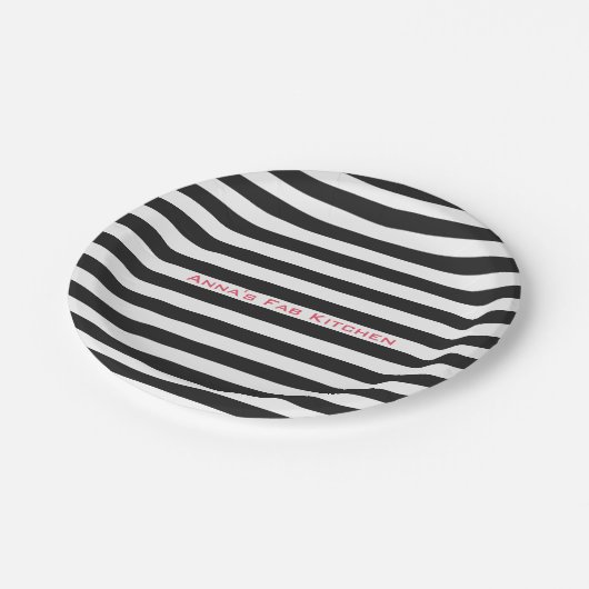 カスタムな文字との色の黒のストライプ ペーパープレート (アングル)