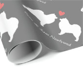 カスタムな文字と結婚しているSamoyeds ラッピングペーパー (ロールコーナー)