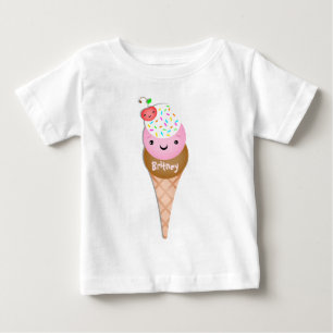 カスタムな文字のアイスクリームコーンのベビーのTシャツ ベビーTシャツ