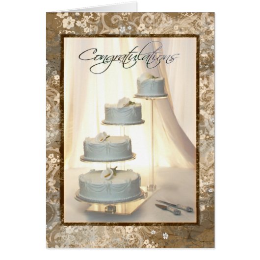 カスタムな文字のウエディングケーキのお祝いカード (正面)