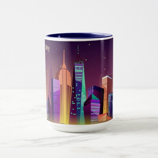 カスタムな文字のニューヨークシティのイラストレーションのマグ マグカップ (中央)