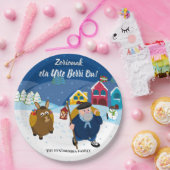 カスタムな文字のバスク人のOlentzeroのクリスマスの雪場面: ペーパープレート (パーティー)