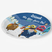 カスタムな文字のバスク人のOlentzeroのクリスマスの雪場面: ペーパープレート (アングル)