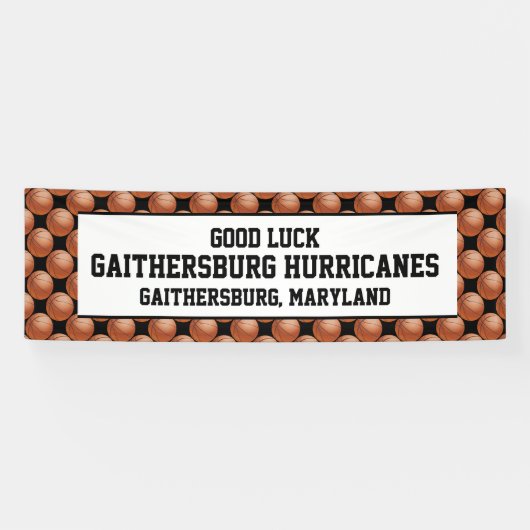 カスタムな文字のバスケットボールチーム旗3ライン 横断幕 (横)