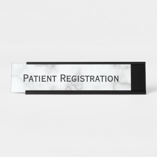 カスタムな文字のフェイクで白い大理石の忍耐強い登録 デスクネームプレート (正面)