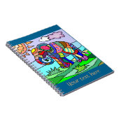 カスタムな文字の多彩なflocloreの芸術的な象 ノートブック (右側)