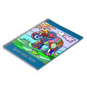 カスタムな文字の多彩なflocloreの芸術的な象 ノートブック (左側)