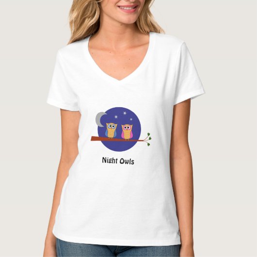 カスタムな文字の夜型の人の月の星 Tシャツ (正面)
