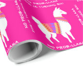 カスタムな文字の小さな女の子の誕生会のラマ ラッピングペーパー (ロールコーナー)