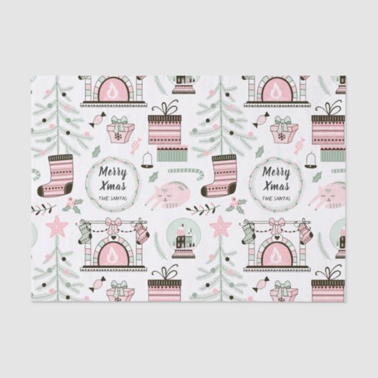 カスタムな文字の居心地のよいクリスマスパターンティッシュペーパー 薄葉紙 (正面)