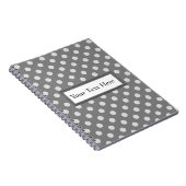 カスタムな文字の灰色及び白い水玉模様のノート ノートブック (右側)