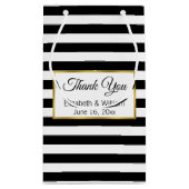 カスタムな文字の白黒ストライプの スモールペーパーバッグ (裏面)