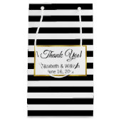 カスタムな文字の白黒ストライプの スモールペーパーバッグ (正面)