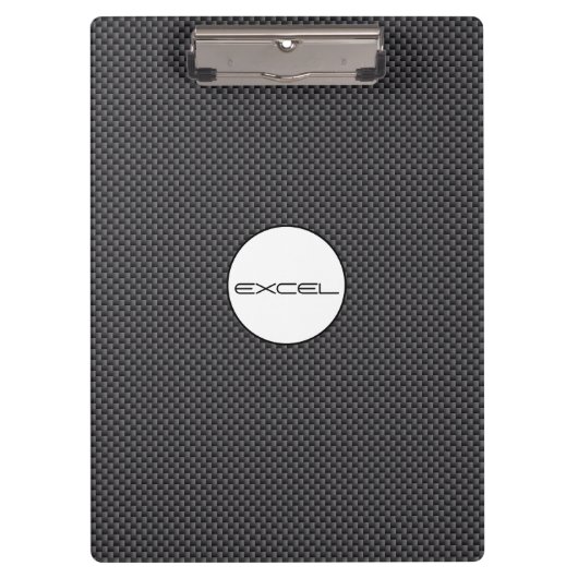 カスタムな文字の黒いおよび灰色カーボン繊維材料 クリップボード (正面)