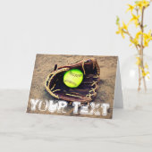 カスタムな文字のFastpitchのソフトボールの挨拶状 カード (黄色い花)