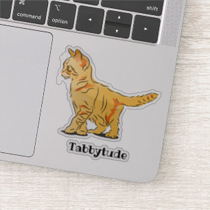 カスタムな文字を持つかわいいオレンジ虎猫の子ネコ シール