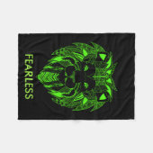 カスタムな文字を持つ蛍光緑および黒いライオン フリースブランケット (正面(横))