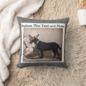 カスタムな文字及び写真の/Abstractの灰色のダイヤモンドのニュートラル クッション (ブランケット)