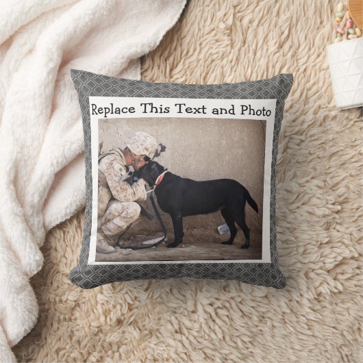 カスタムな文字及び写真の/Abstractの灰色のダイヤモンドのニュートラル クッション (ブランケット)