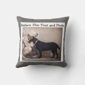 カスタムな文字及び写真の/Abstractの灰色のダイヤモンドのニュートラル クッション (裏面)