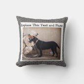 カスタムな文字及び写真の/Abstractの灰色のダイヤモンドのニュートラル クッション (正面)