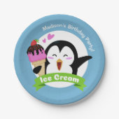 カスタムな文字及び色のアイスクリームのペンギンの紙皿 ペーパープレート (正面)