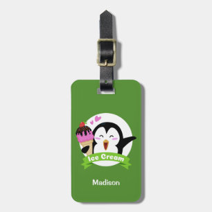 カスタムな文字及び色のアイスクリームのペンギン ラゲッジタグ