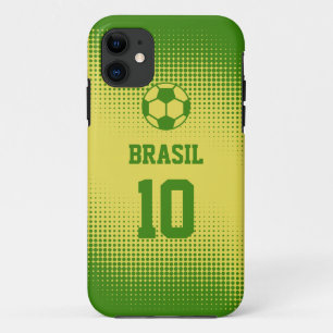 カスタムな文字数を用いるブラジルブラジルのフットボール iPhone 11 ケース