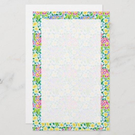 カスタムな文房具、Notepaper、かわいらしいサクラソウ 便箋 (正面/裏面)