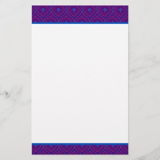 カスタムな文房具、Notepaper、紫色、青いパターン 便箋 (正面)