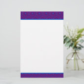 カスタムな文房具、Notepaper、紫色、青いパターン 便箋 (スタンド正面)