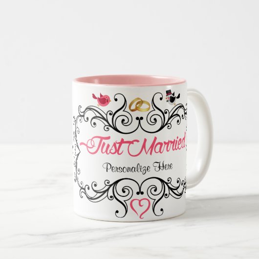 カスタムな新婚者の新郎新婦 ツートーンマグカップ (正面右)