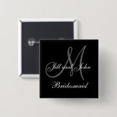 カスタムな新婦付添人の結婚披露宴ボタン 缶バッジ (正面&裏面)