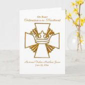 カスタムな日付、一流の司祭の聖職授与式のお祝い カード (黄色い花)